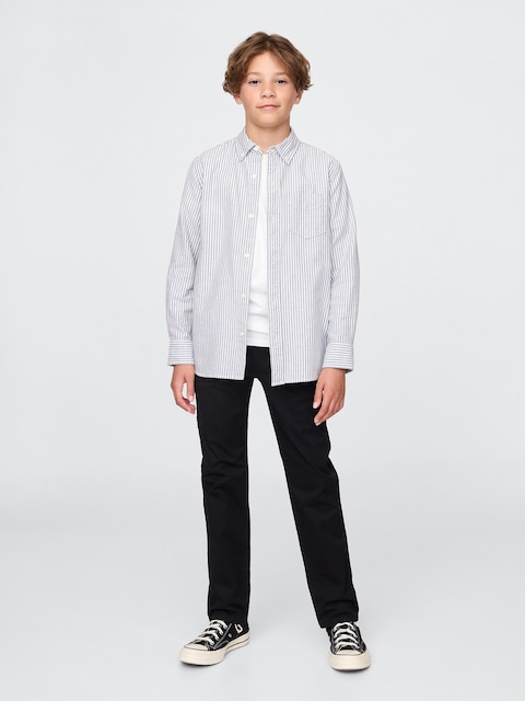 PANTALON KAKI D'UNIFORME DROIT EN SERGÉ EXTENSIBLE POUR ENFANT