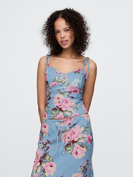 Image number 1 showing, Linen-Blend Tie-Strap Cami