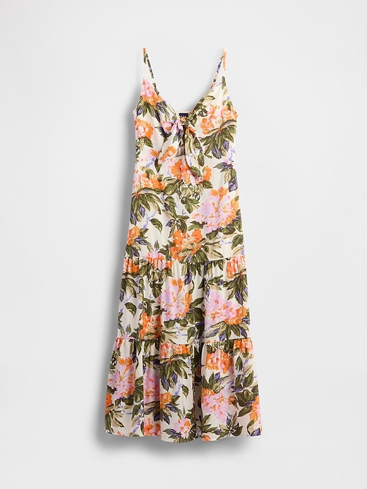 L'image numéro 7 présente Robe longue à volants à encolure à cordelettes