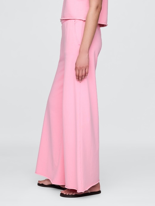 Image number 4 showing, French Terry Wide-Leg Rolled-Hem Sweatpants