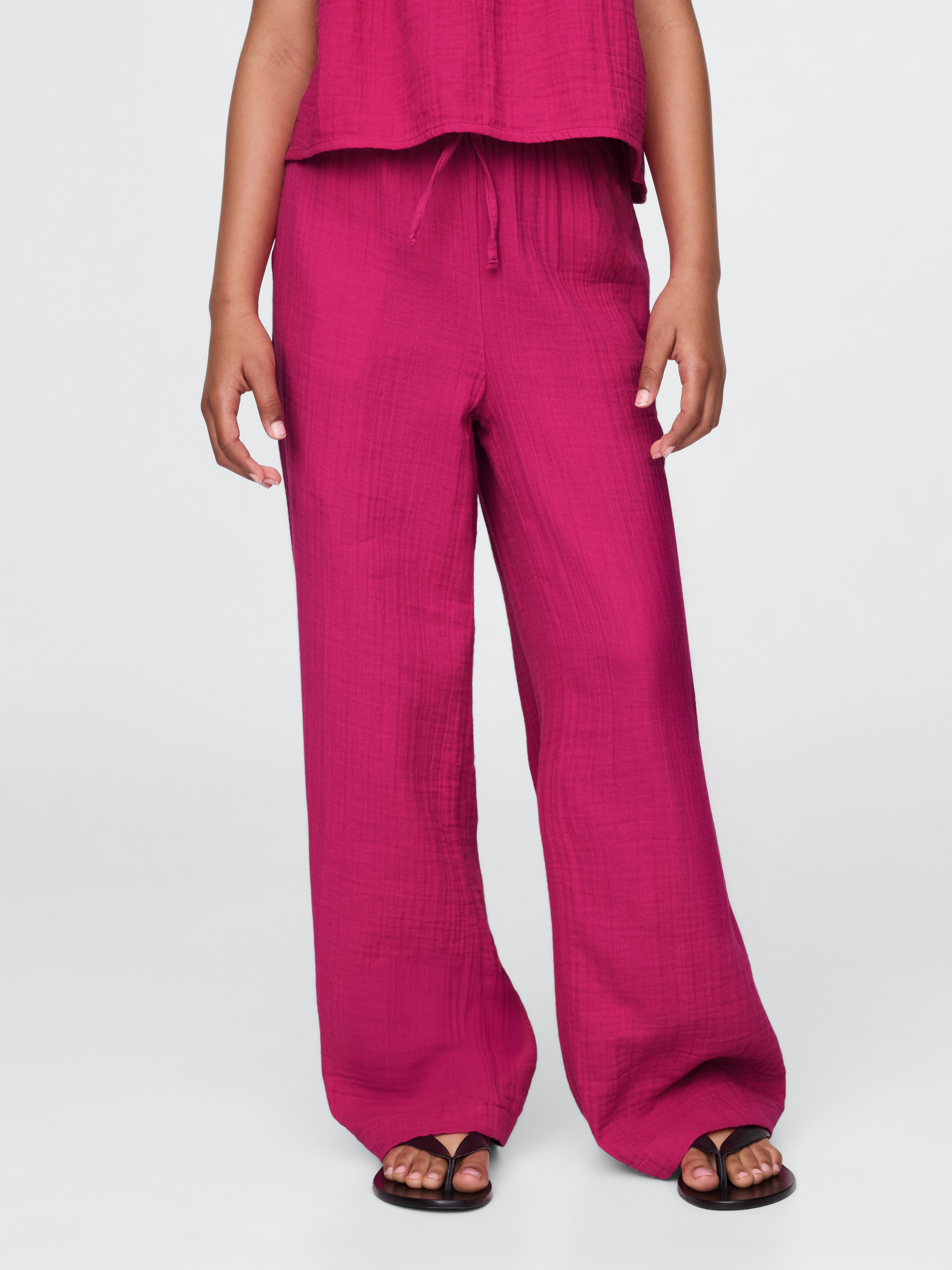 Kids Crinkle Gauze Easy Wide-Leg Pants | Gap