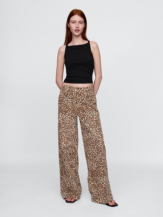Image number 1 showing, Mid Rise UltraSoft Leopard Baggy Jeans