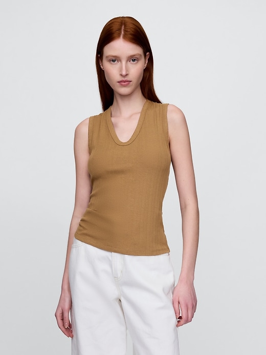 Image number 1 showing, Sheer Modern Rib Tank Top