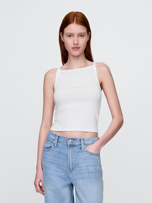Image number 1 showing, Modern Apron-Neck Crop Tank Top