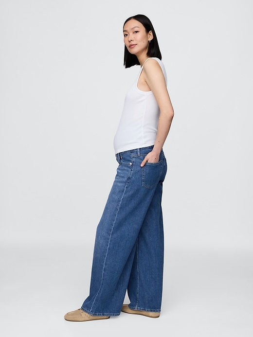 Image number 3 showing, Maternity True Waistband Full Panel UltraSoft Baggy Jeans