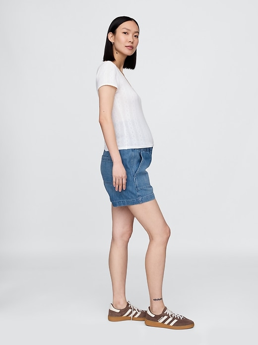 Image number 3 showing, Maternity Full Panel Easy Denim Shorts