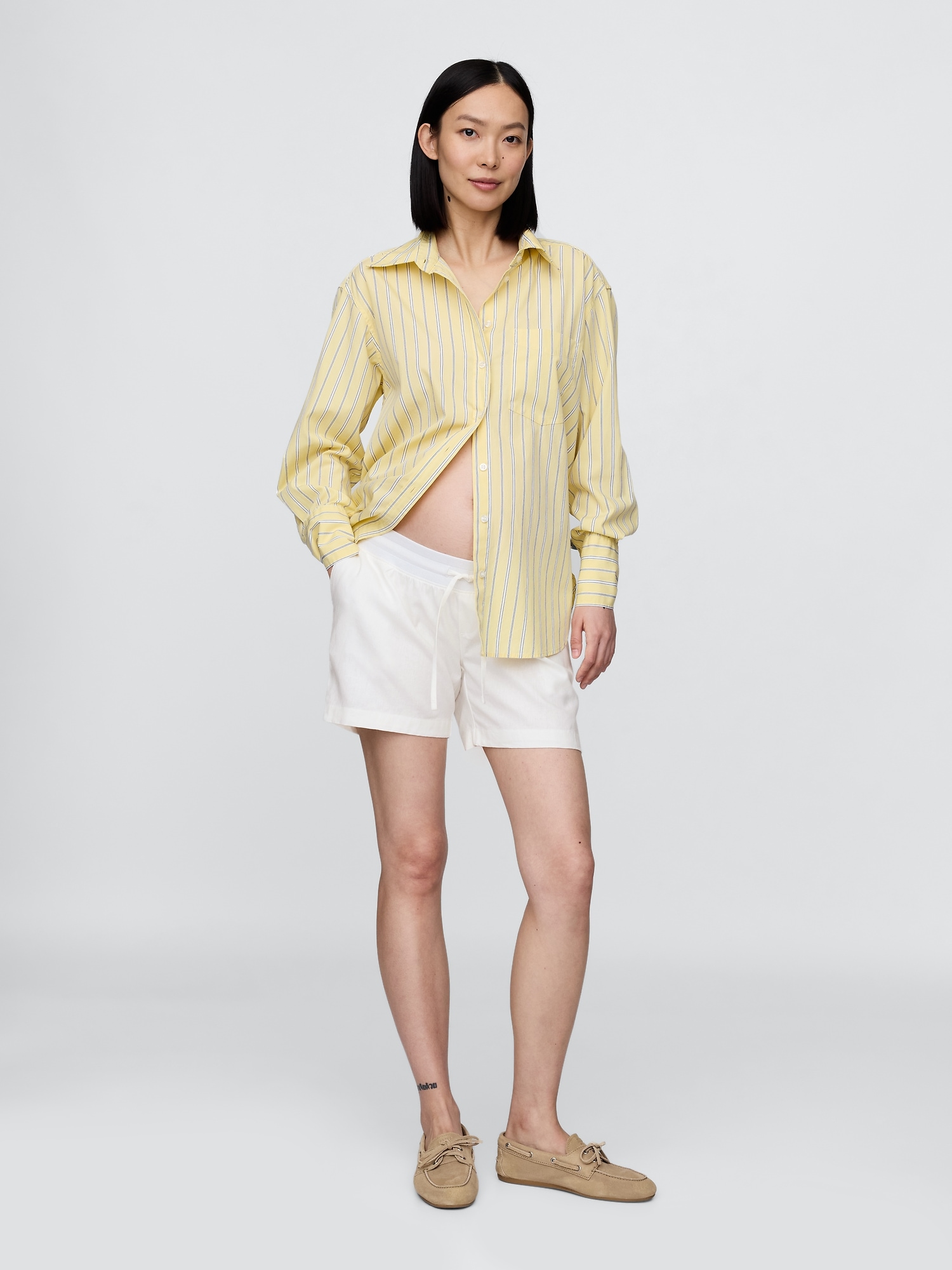 Maternity Under Belly Linen-Cotton Easy Shorts