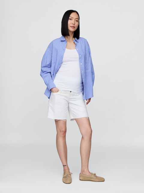 7" Maternity Full Panel Denim Bermuda Shorts