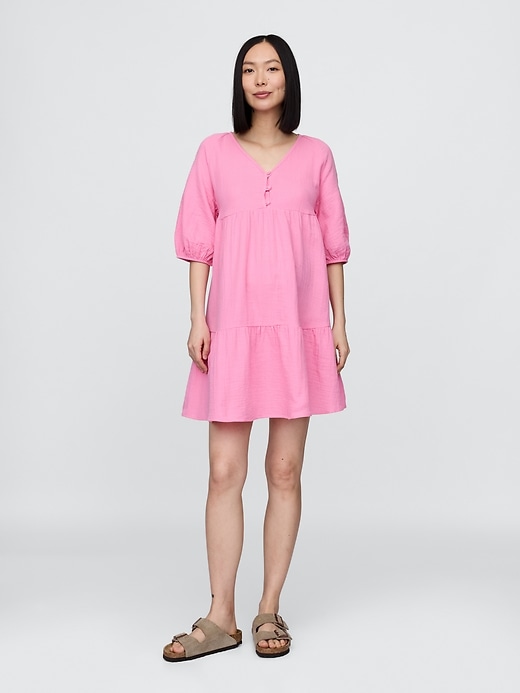 Image number 1 showing, Maternity Crinkle Gauze Tiered Dress