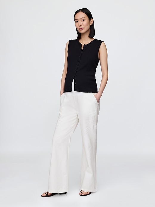 Image number 1 showing, Maternity Full Panel Linen-Blend Pants