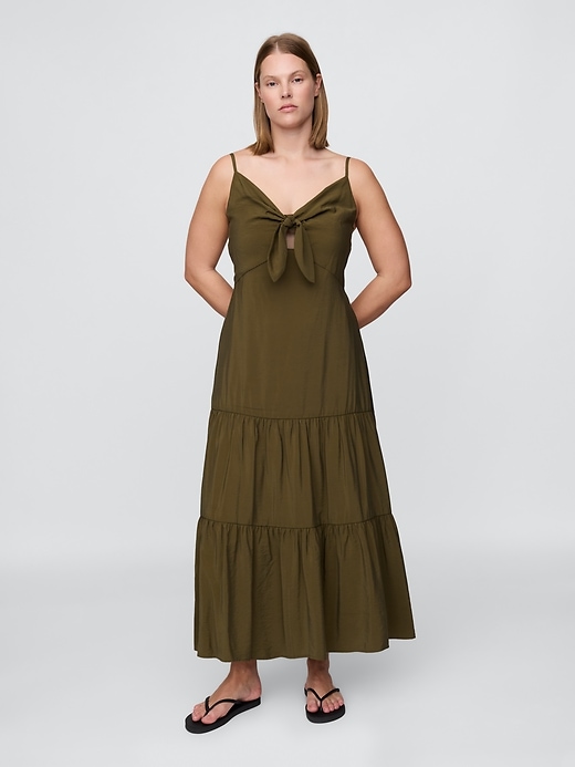 Image number 5 showing, Tie-Front Tiered Maxi Dress