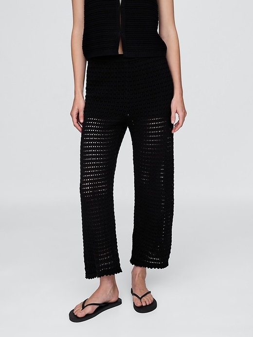 L'image numéro 2 présente Pantalon 100 % coton au crochet longueur cheville