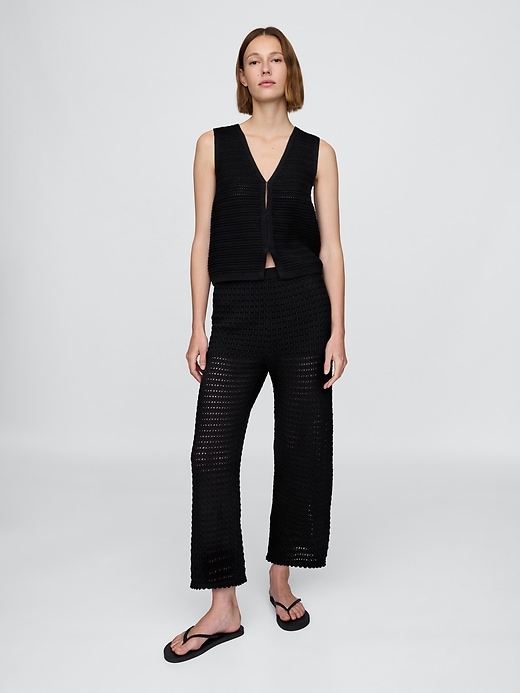 L'image numéro 1 présente Pantalon 100 % coton au crochet longueur cheville