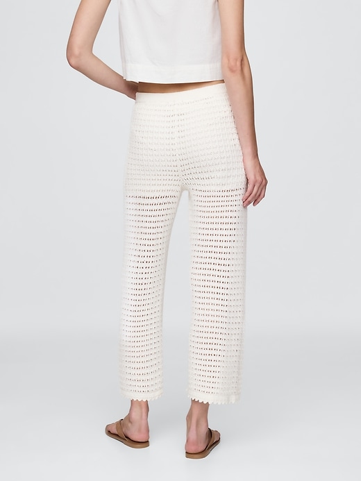 Image number 3 showing, 100% Cotton Crochet Ankle Pants
