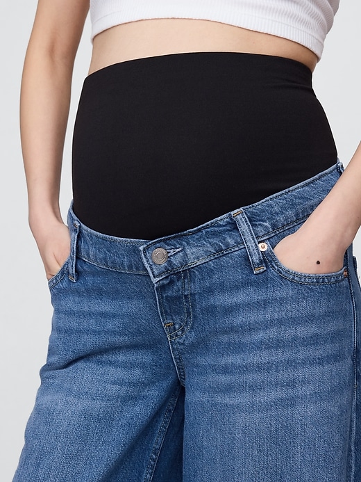 Image number 4 showing, Maternity True Waistband Full Panel UltraSoft Baggy Jeans