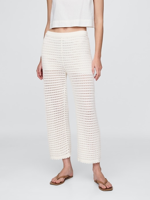 Image number 2 showing, 100% Cotton Crochet Ankle Pants