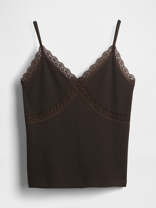 Image number 5 showing, Lace-Trim Waffle-Knit Crop Cami