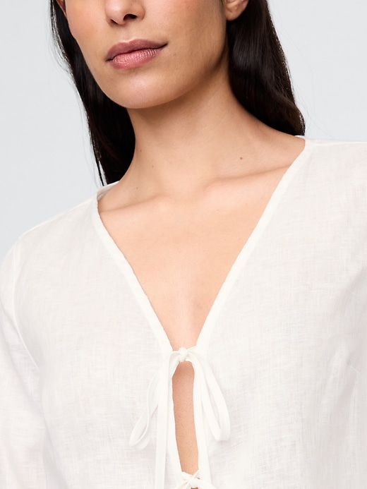 Image number 4 showing, 100% Linen Tie-Front Shirt