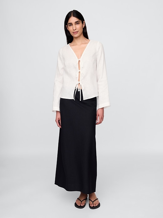 Image number 2 showing, 100% Linen Tie-Front Shirt