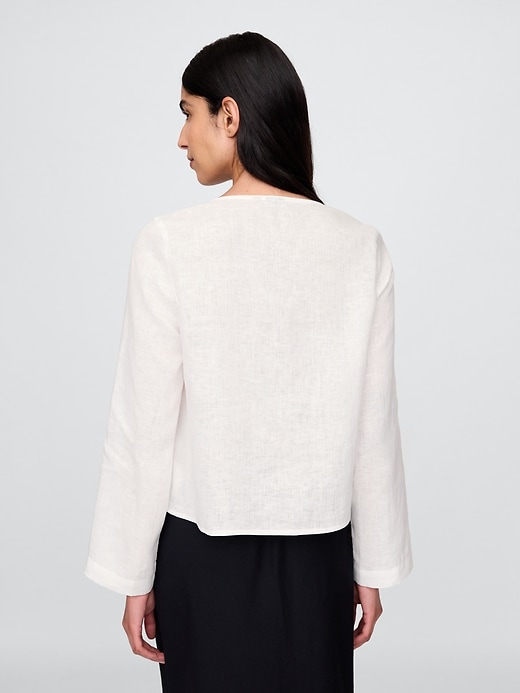 Image number 3 showing, 100% Linen Tie-Front Shirt