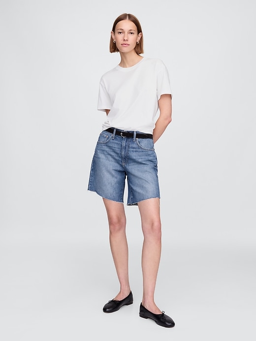 Image number 1 showing, 8" Mid Rise '90s Loose Denim Bermuda Shorts