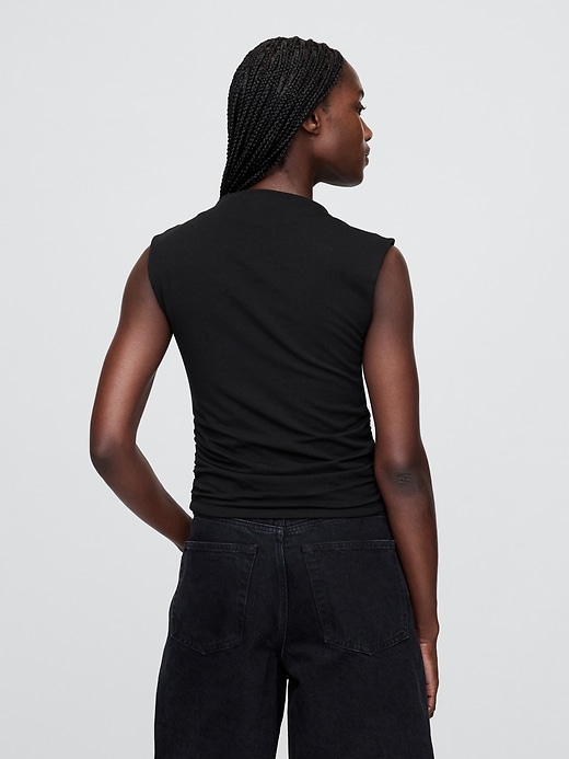 Image number 3 showing, Modern Funnel-Neck Ruched Cropped Tank Top