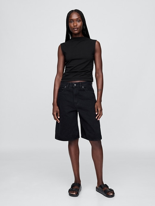 Image number 2 showing, Modern Funnel-Neck Ruched Cropped Tank Top