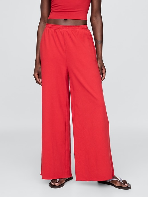 Image number 2 showing, French Terry Wide-Leg Rolled-Hem Sweatpants