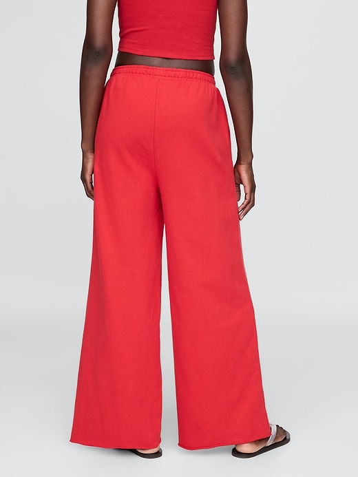 Image number 3 showing, French Terry Wide-Leg Rolled-Hem Sweatpants
