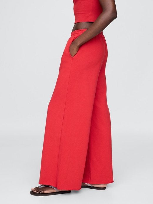 Image number 4 showing, French Terry Wide-Leg Rolled-Hem Sweatpants