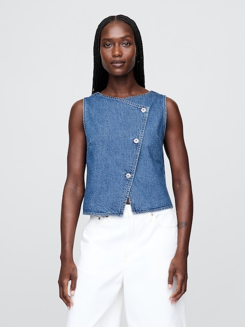 Denim Asymmetrical Vest