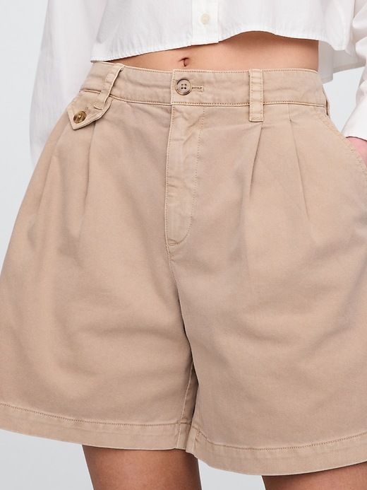 Image number 6 showing, 6" Mid Rise Twill Pleated Trouser Shorts