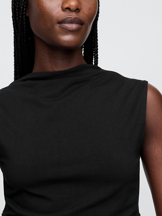 Image number 5 showing, Modern Funnel-Neck Ruched Cropped Tank Top