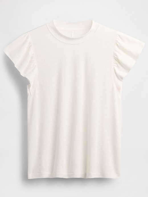 Image number 4 showing, Linen-Blend Flutter-Sleeve T-Shirt