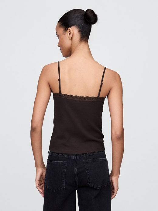 Image number 3 showing, Lace-Trim Waffle-Knit Crop Cami