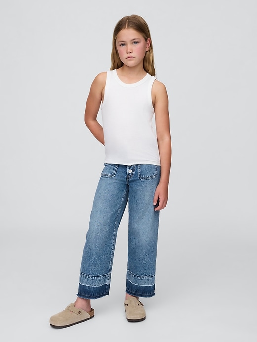 L'image numéro 1 présente Jean sportif à jambe large à taille haute longueur cheville pour Enfant