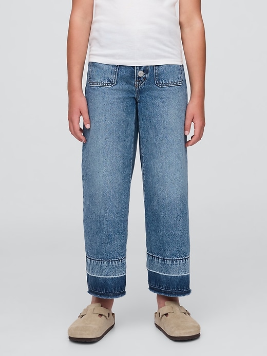 L'image numéro 3 présente Jean sportif à jambe large à taille haute longueur cheville pour Enfant