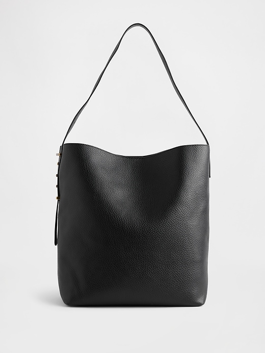 Image number 1 showing, Vegan Leather Bucket Tote Bag