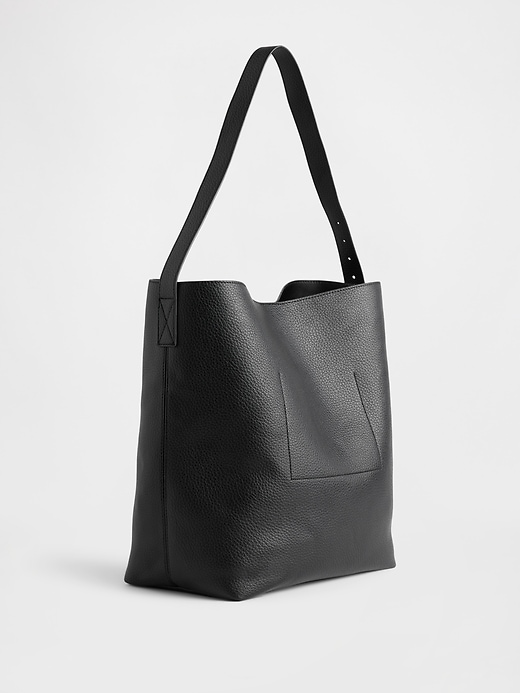 Image number 3 showing, Vegan Leather Bucket Tote Bag