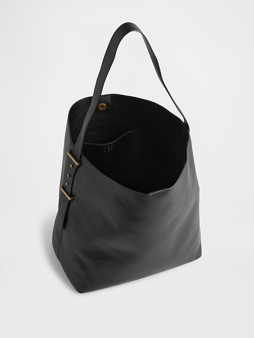 Image number 4 showing, Vegan Leather Bucket Tote Bag