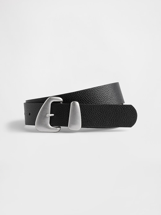 Image number 1 showing, Vegan Leather Pebble Angular Buckle Belt