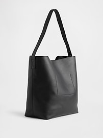 Image number 3 showing, Vegan Leather Bucket Tote Bag