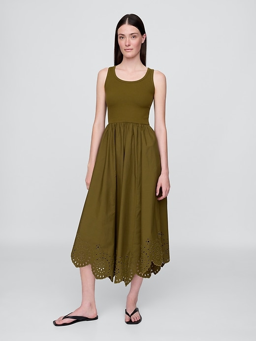 Image number 1 showing, Mixed Media Handkerchief Hem Midi Dress