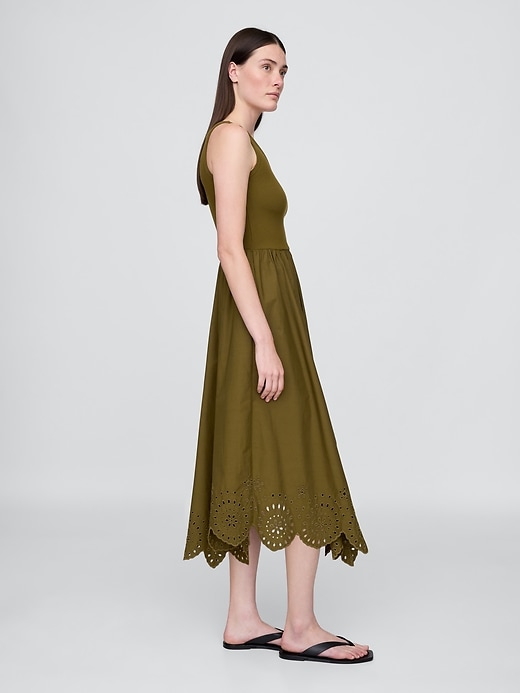 Image number 3 showing, Mixed Media Handkerchief Hem Midi Dress