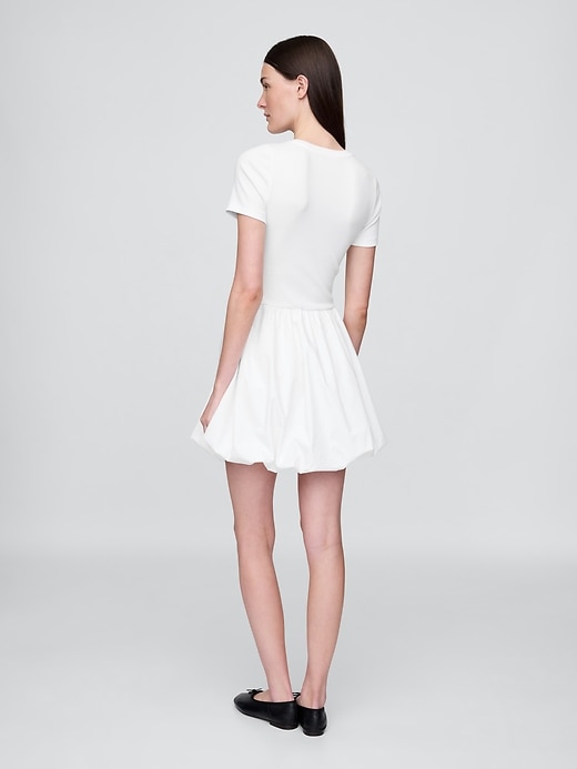 Modern Mixed Media Bubble Mini Dress