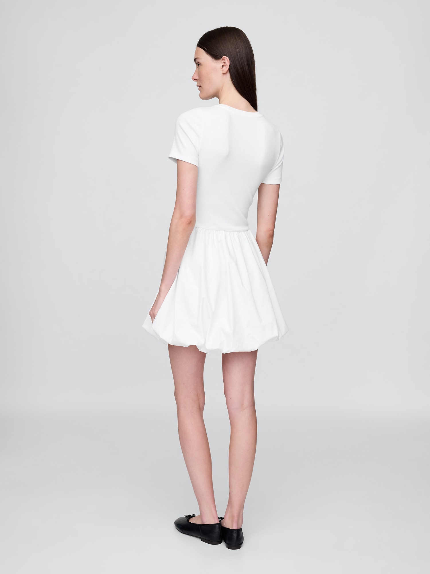 Modern Mixed Media Bubble Mini Dress