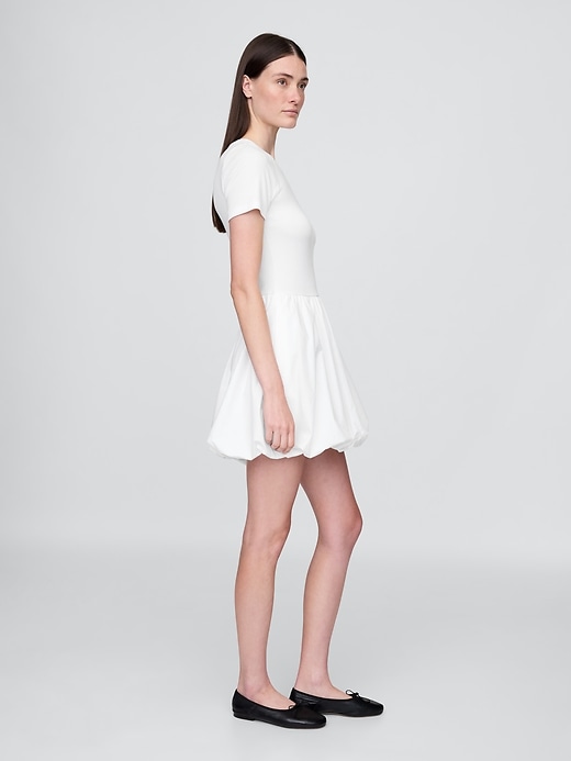 Modern Mixed Media Bubble Mini Dress