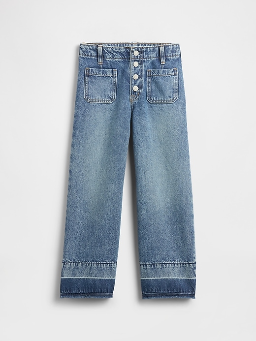 L'image numéro 2 présente Jean sportif à jambe large à taille haute longueur cheville pour Enfant