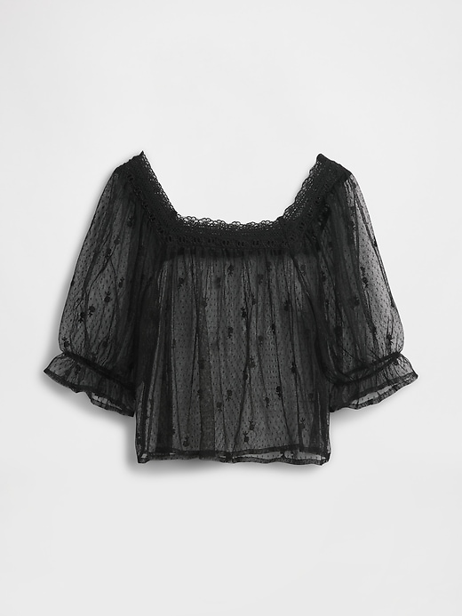 Image number 5 showing, Sheer Tulle Embroidered Top