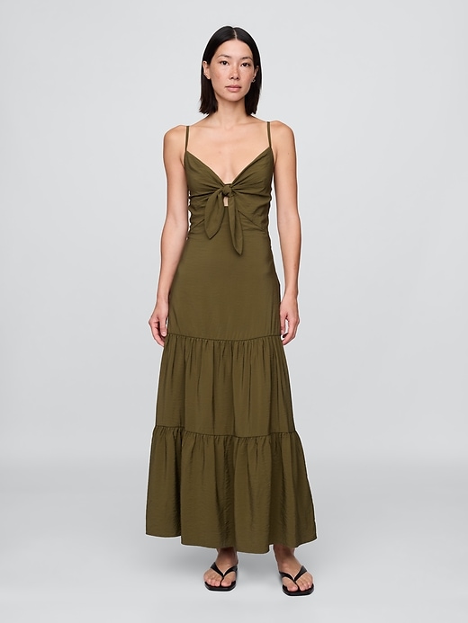 Image number 1 showing, Tie-Front Tiered Maxi Dress